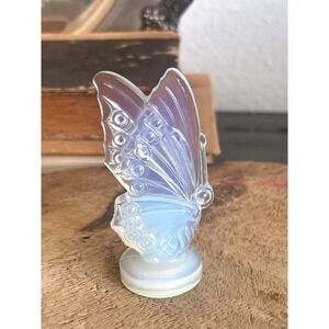 VTG Sabino France Opalescent Art Glass Butterfly Figurine Signed Label 3"